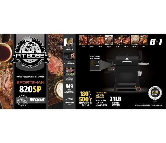 Pit Boss Sportsman Wood Pellet Grill PB820SP Pit Boss Sportsman Wood Pellet Grill PB820SP -Lawn & Garden shop 10537 pb820sp pop innerhood