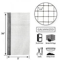 Garden Craft 36" x 5" Galvanized Hardware Cloth Fence, 1/2" Square -Lawn & Garden shop 19000017 2 1