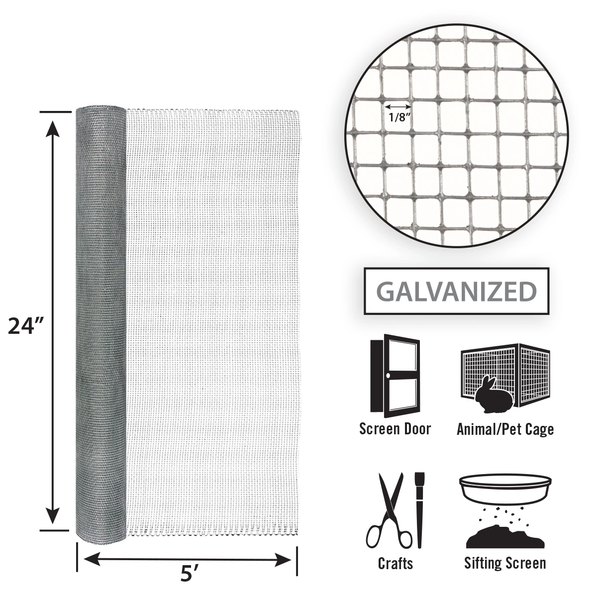 Garden Craft 24" x 5' Galvanized Hardware Cloth Fence, 1/8" Square Garden Craft 24" x 5' Galvanized Hardware Cloth Fence, 1/8" Square -Lawn & Garden shop 19000021 2