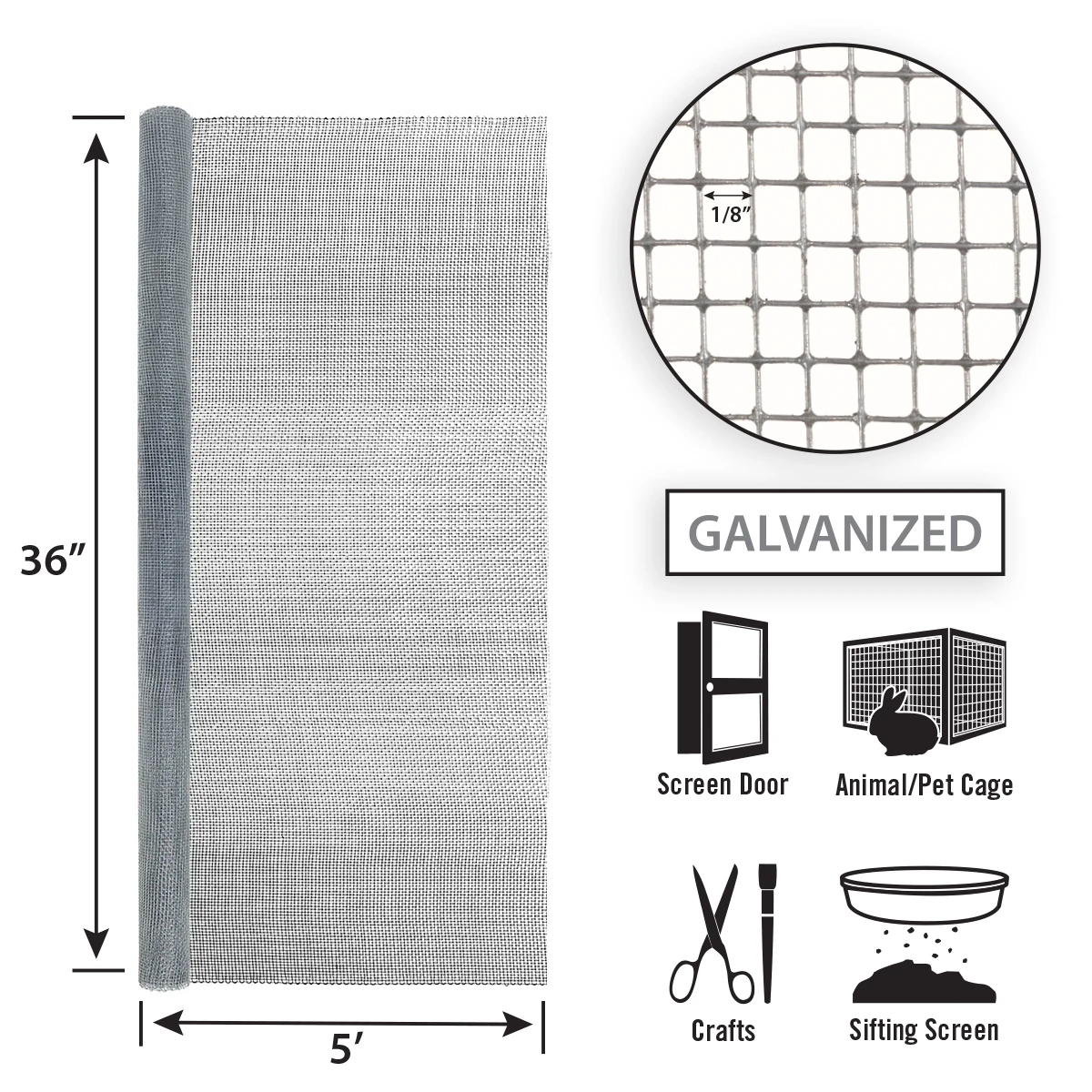 Garden Craft 36" x 5' Galvanized Hardware Cloth Fence, 1/8" Square Garden Craft 36" x 5' Galvanized Hardware Cloth Fence, 1/8" Square -Lawn & Garden shop 19000022 2