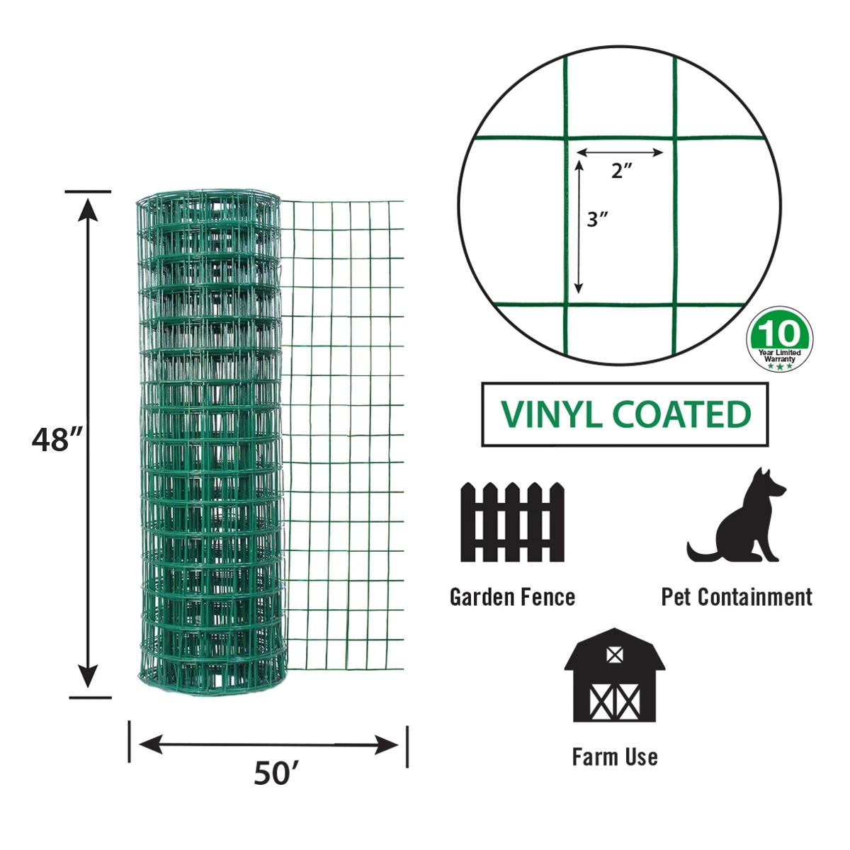 Origin Point Garden Craft 48"x 50' Green Vinyl Garden Fence Origin Point Garden Craft 48"x 50' Green Vinyl Garden Fence -Lawn & Garden shop 19000088 2