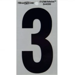 Hillman 5" Reflective Adhesive House Number, Black/Silver -Lawn & Garden shop 3 3