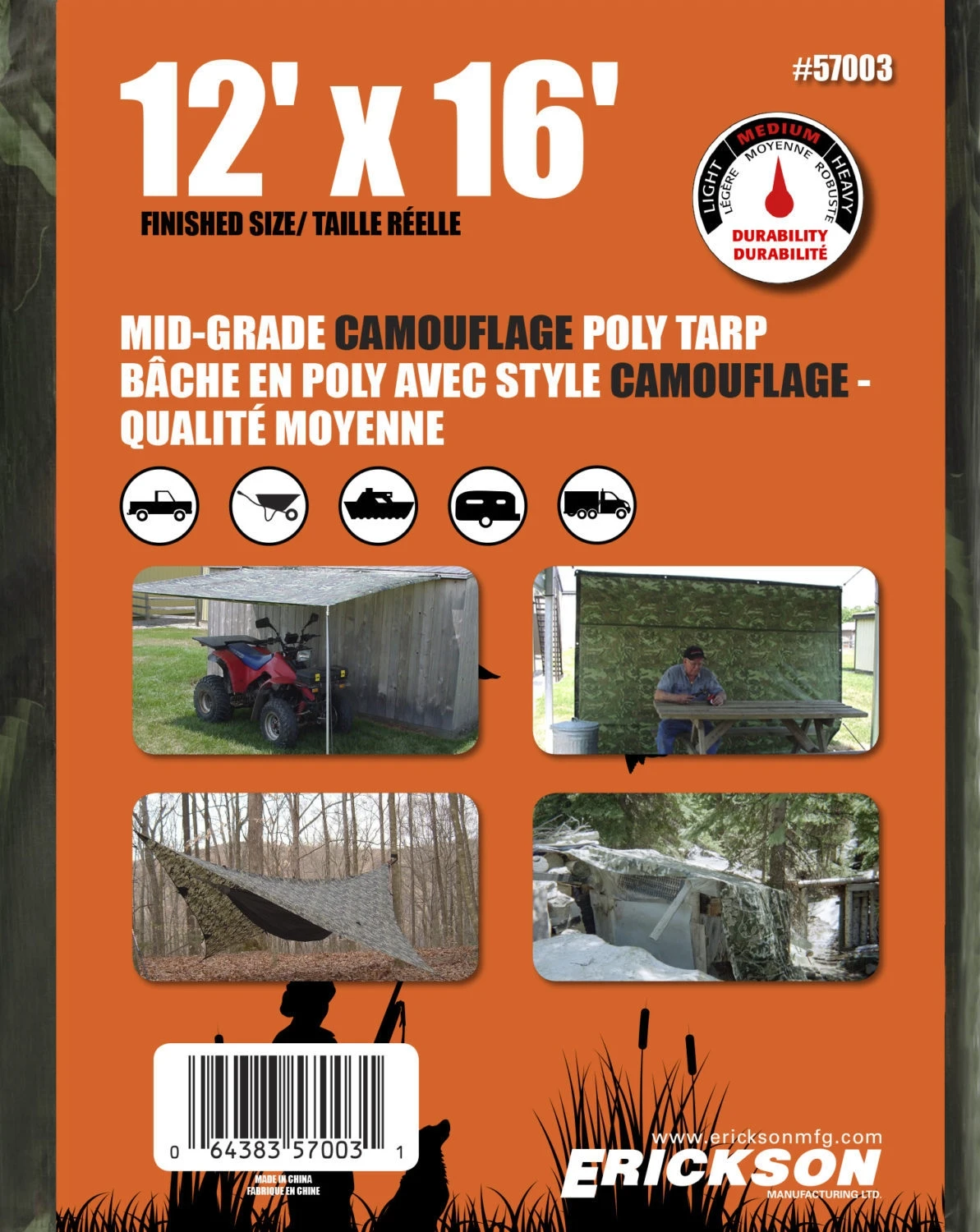 Erickson 12' x 16' Camo Mid Grade Poly Tarp, 1 Pack Erickson 12' x 16' Camo Mid Grade Poly Tarp, 1 Pack -Lawn & Garden shop 4410080 1