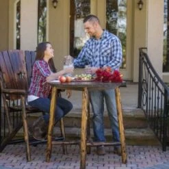 Leigh Country Char-Log Slatted Round Bar Table -Lawn & Garden shop 50060017 1 2