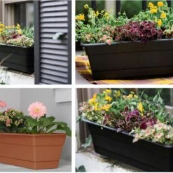Bloem Dura Cotta 24 in. Plastic Window Box Planter w/Tray -Lawn & Garden shop 5171452 3 1