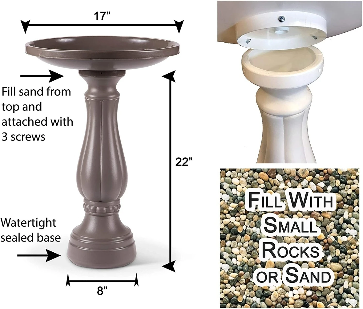 Bloem 270-908 2-Piece Bird Bath w/ Pedestal – Charcoal Bloem 270-908 2-Piece Bird Bath w/ Pedestal – Charcoal -Lawn & Garden shop 5171507 2