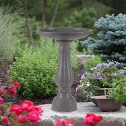 Bloem 270-908 2-Piece Bird Bath w/ Pedestal – Charcoal 4 Bloem 270-908 2-Piece Bird Bath w/ Pedestal – Charcoal -Lawn & Garden shop 5171507 3