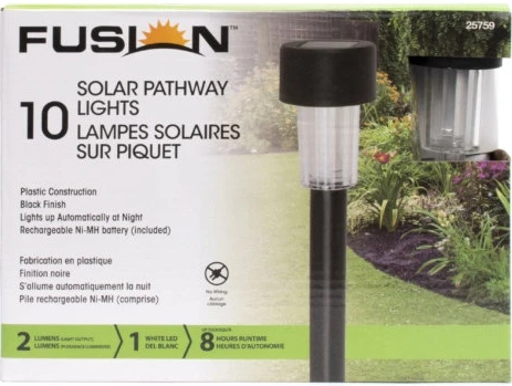 FUSION Solar Black LED Pathway Lights - 10 Pk FUSION Solar Black LED Pathway Lights - 10 Pk -Lawn & Garden shop 66040009