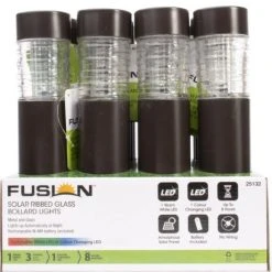 FUSION Solar Bronze Color Changing Ribbed Glass LED Bollard Light -Lawn & Garden shop 66040021 1 2