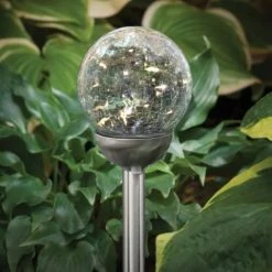 FUSION Solar Large Crackle Glass Ball with Microdot LEDs Path Marker Light -Lawn & Garden shop 66040028 1 2