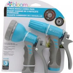 Bloom 2 Piece Watering Combo - 7-Pattern Spray Nozzle and 3-way Adjustable Nozzle -Lawn & Garden shop 70734bl blue 1