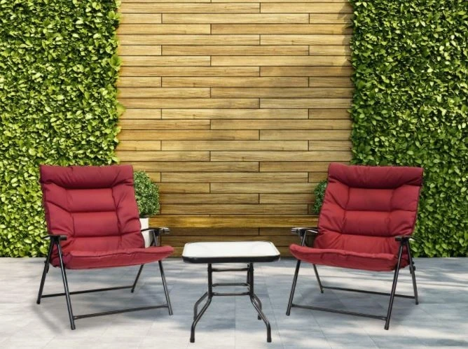 Sunray 3 pc. Red Metal Outdoor Bistro Folding Set Sunray 3 pc. Red Metal Outdoor Bistro Folding Set -Lawn & Garden shop 72260067 4 2