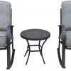 Backyard Expressions 3 pc. Gray Rocking Chair Set -Lawn & Garden shop 911028 patio set 3 pc
