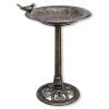 Backyard Expressions Bronze Plastic Resin Bird Bath with Decorative Base & Bird Ornament