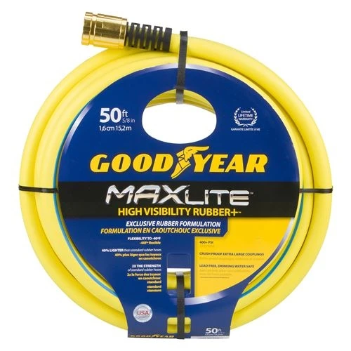 Goodyear MAXLite High Visibility Rubber Hose, 5/8" x 50' Goodyear MAXLite High Visibility Rubber Hose, 5/8" x 50' -Lawn & Garden shop cgysgy58050 2t