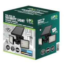 Pinegreen 2-Head Outdoor Solar Security Area Light - Black -Lawn & Garden shop cl sml2 st 3 2