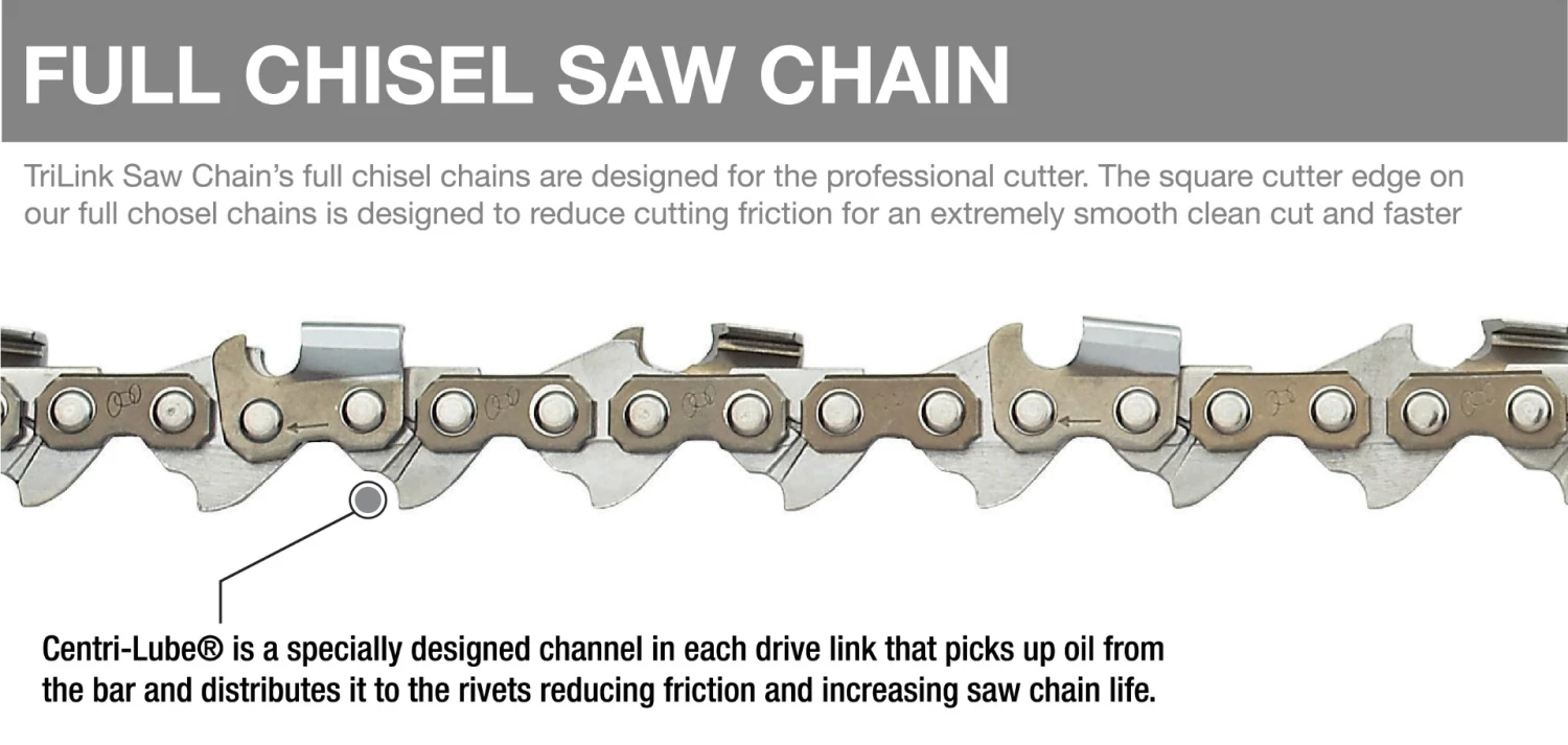 TriLink Full Chisel Saw Chain .325" .050" Ga 3/16" File TriLink Full Chisel Saw Chain .325" .050" Ga 3/16" File -Lawn & Garden shop cl750tl2 cl758tl2 cl763tl2